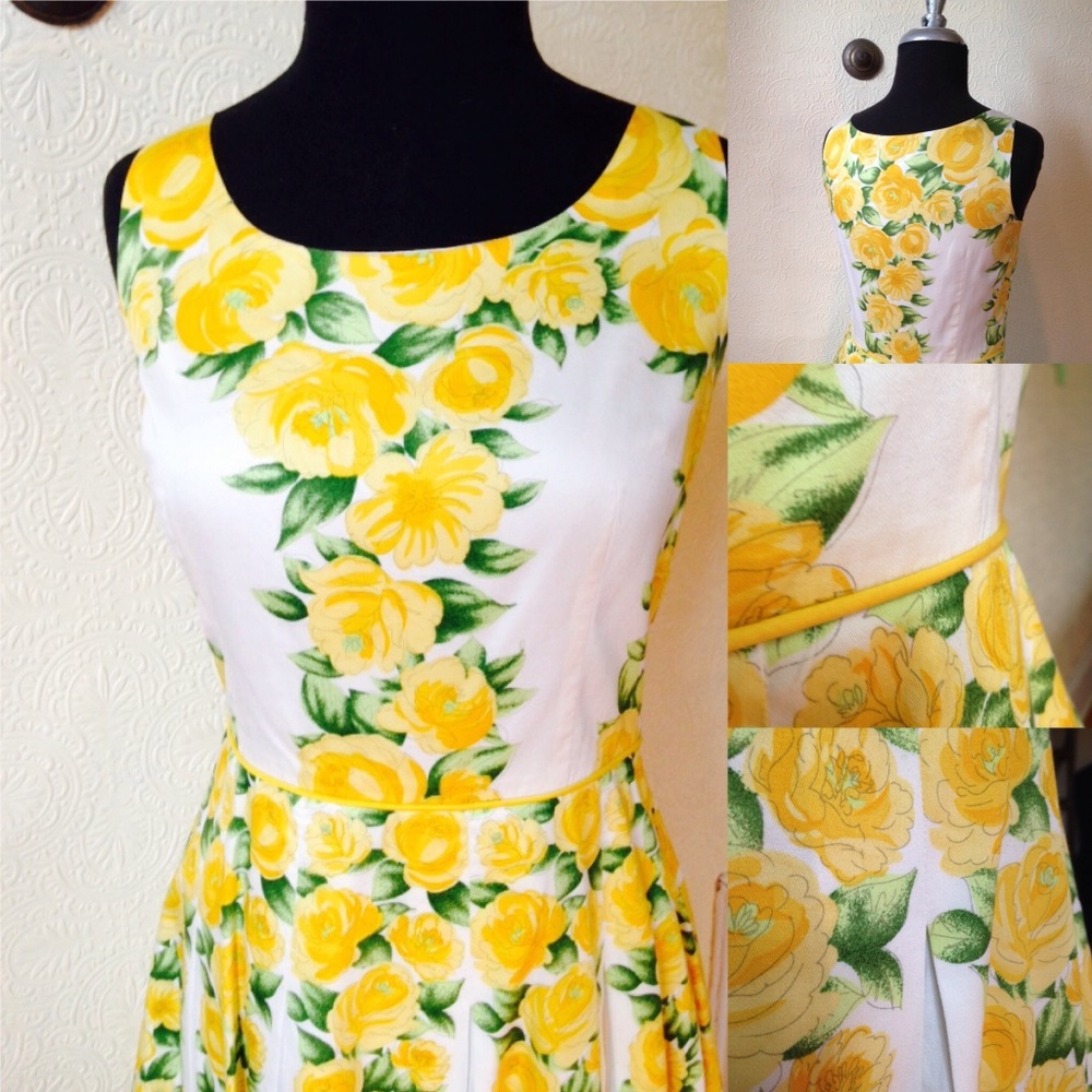 100% cotton Yellow Rose day dress LOFT